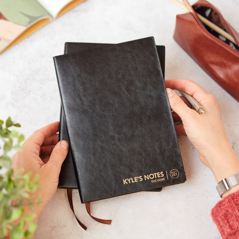 Gold Lettering Leather Notebook