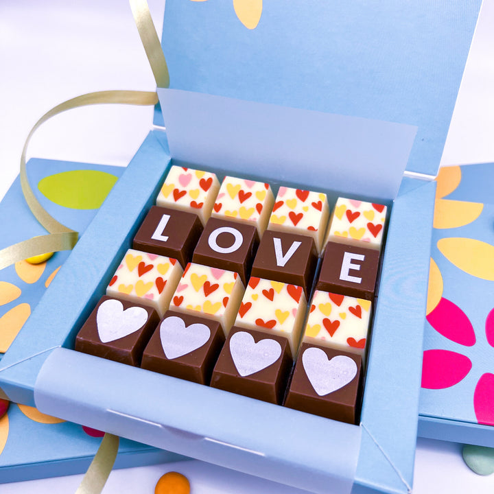Personalised Love & Hearts Belgian Chocolates
