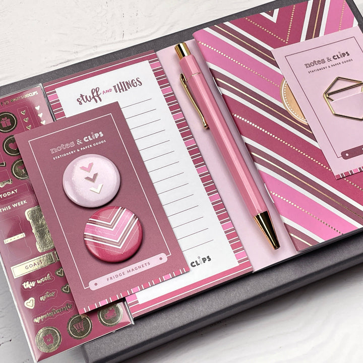 Chic Pink & Burgundy Stationery Gift Set