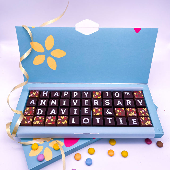 Personalised 10th Anniversary Belgian Chocolates