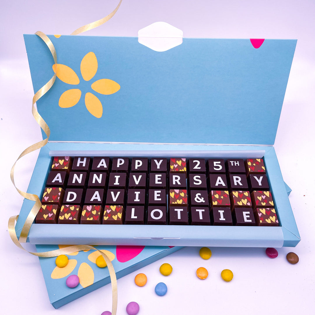 Personalised Silver Anniversary Belgian Chocolates