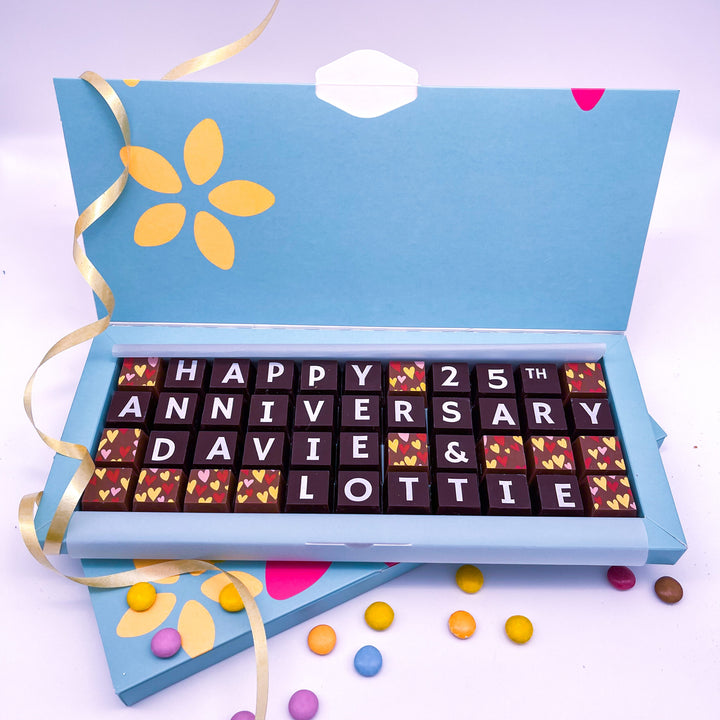 Personalised Silver Anniversary Belgian Chocolates