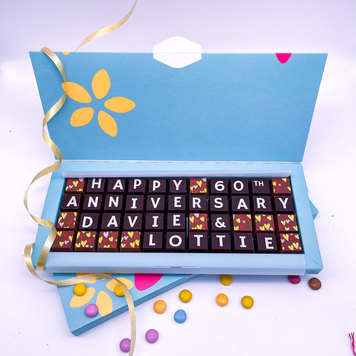 Personalised Diamond Anniversary Chocolate Letters