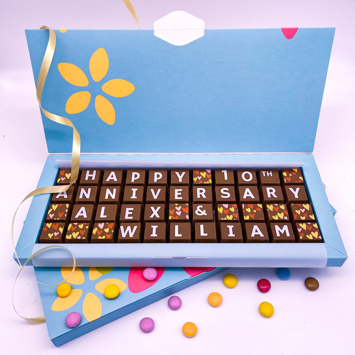 Personalised 10th Anniversary Belgian Chocolates