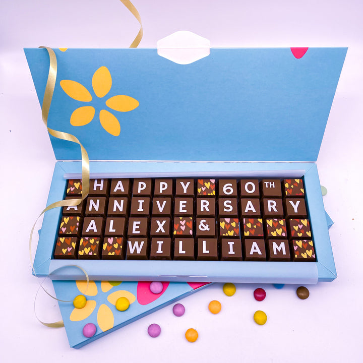 Personalised Diamond Anniversary Chocolate Letters