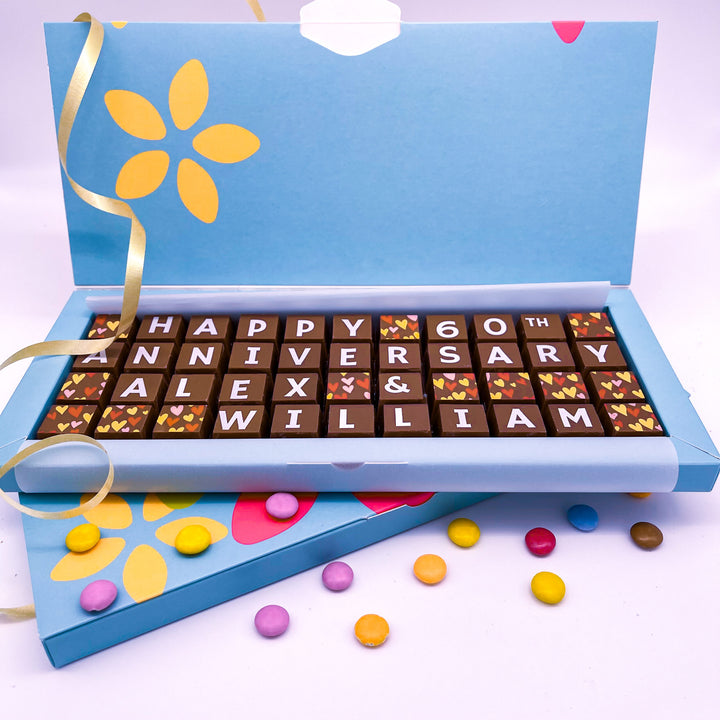 Personalised Diamond Anniversary Chocolate Letters