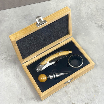 Personalised Wooden Wine Gift Set