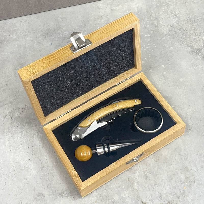 Personalised Wooden Wine Gift Set