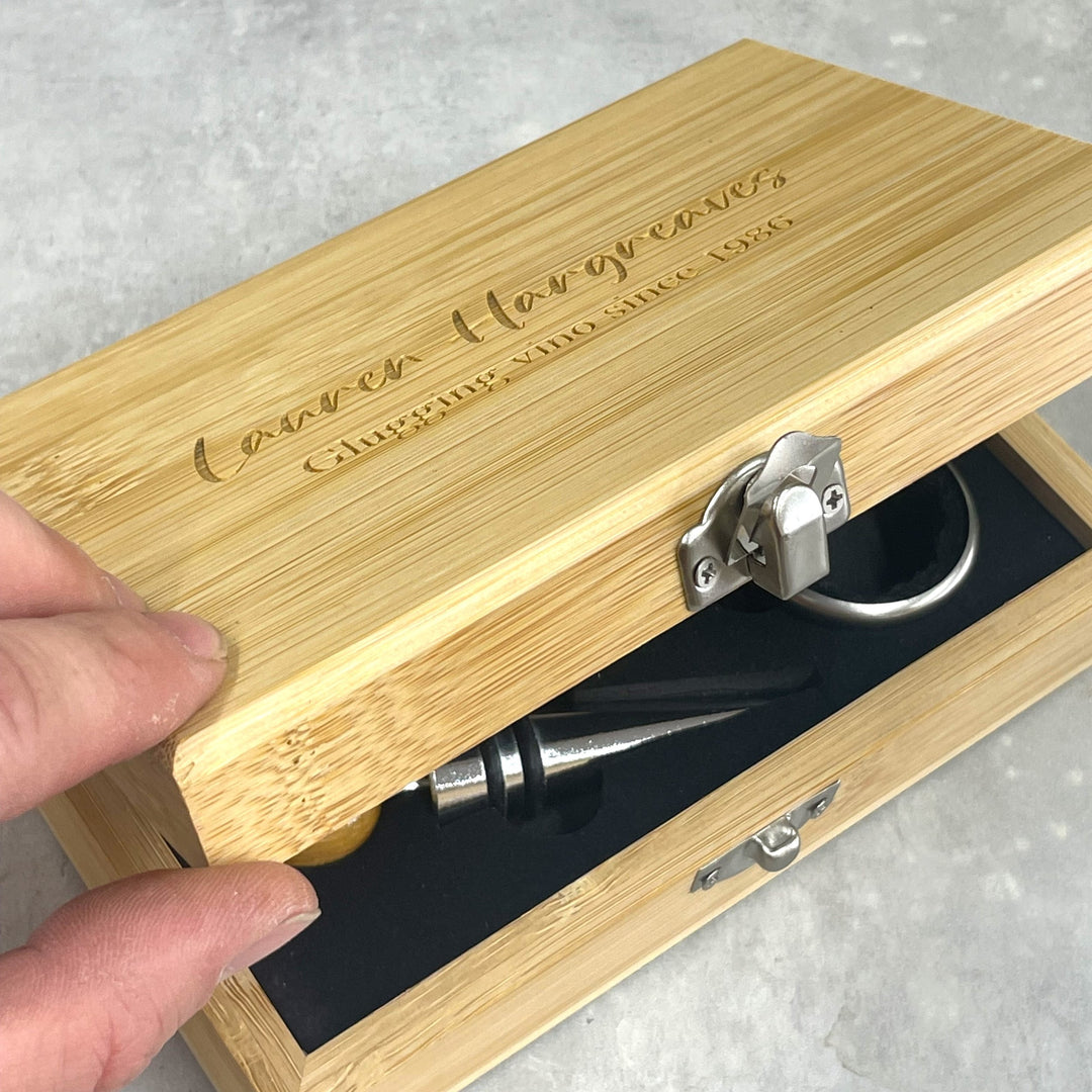 Personalised Wooden Wine Gift Set