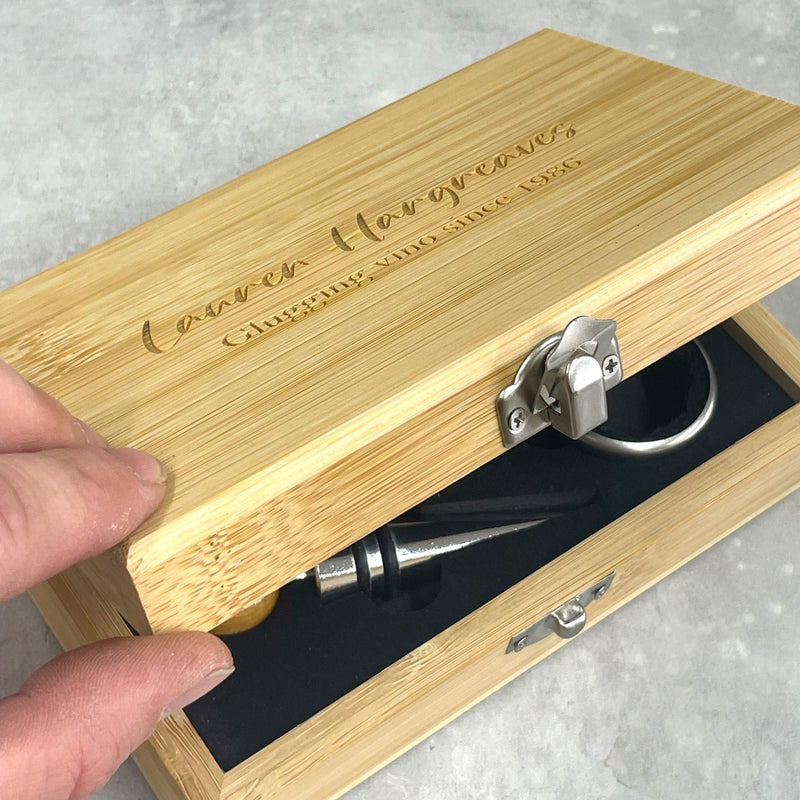 Personalised Wooden Wine Gift Set