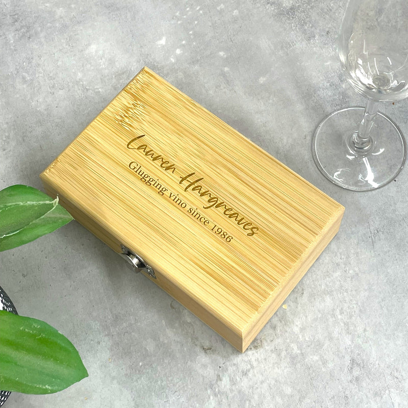 Personalised Wooden Wine Gift Set