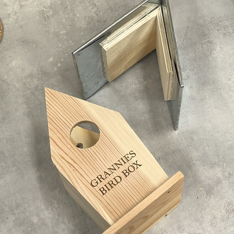 Charming Personalised Wooden Birdhouse with Metal Roof