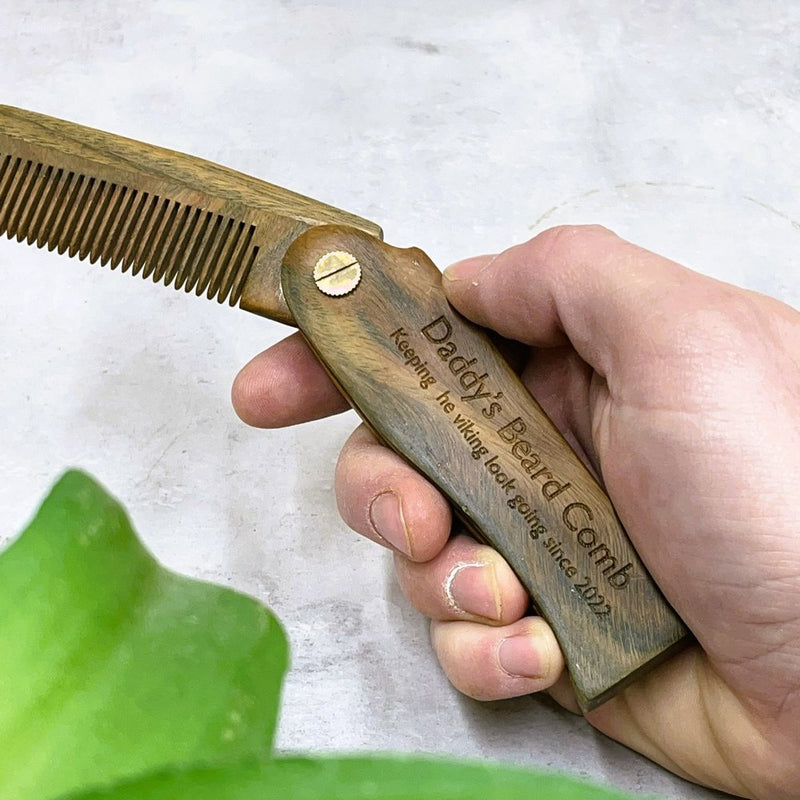 Wooden Folding Beard Comb