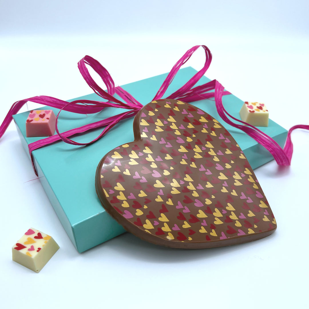 Large Milk Chocolate Heart with Heart Pattern