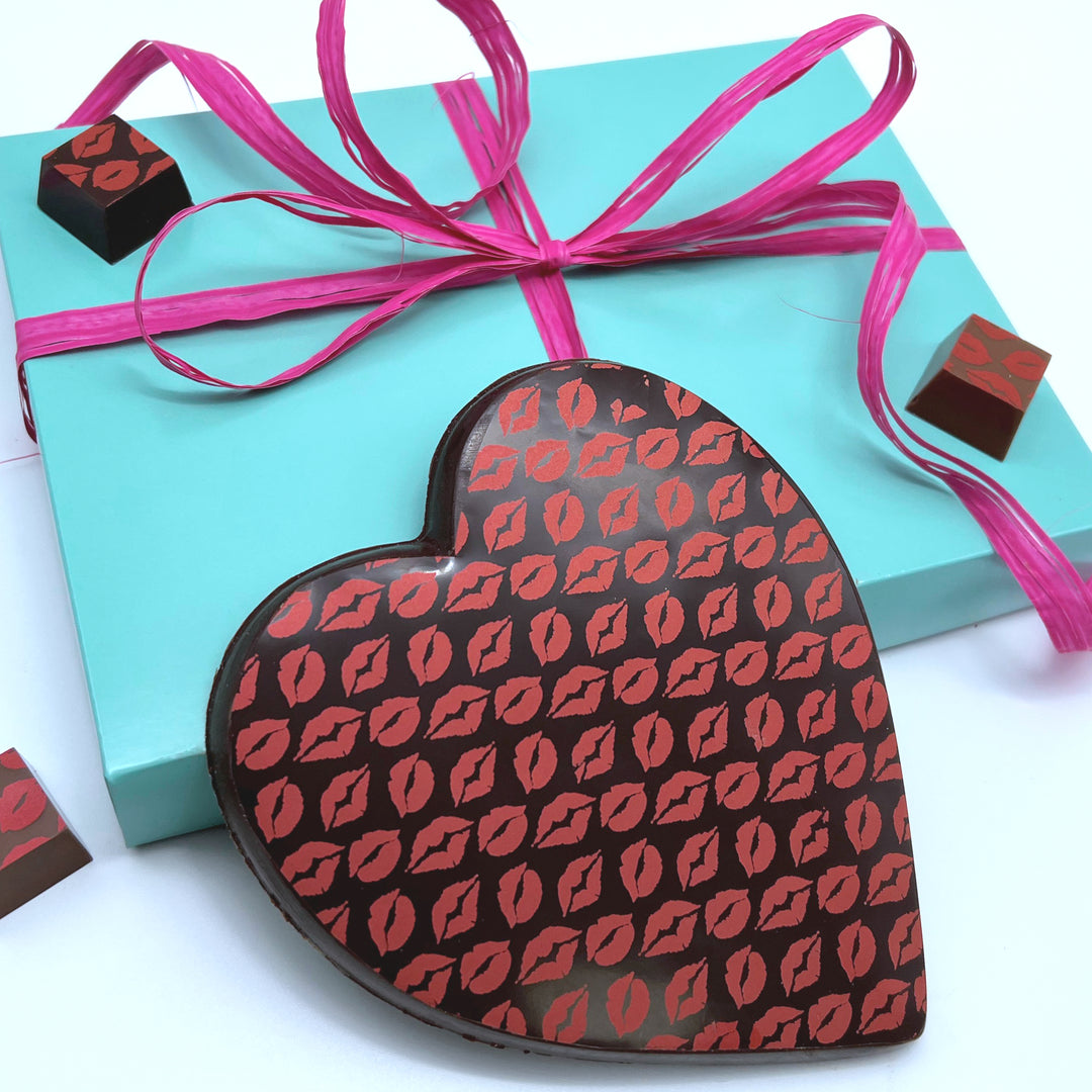 Large Solid Dark Chocolate Kiss Heart