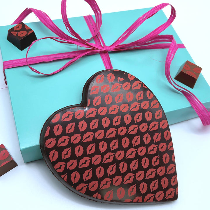 Large Solid Dark Chocolate Kiss Heart