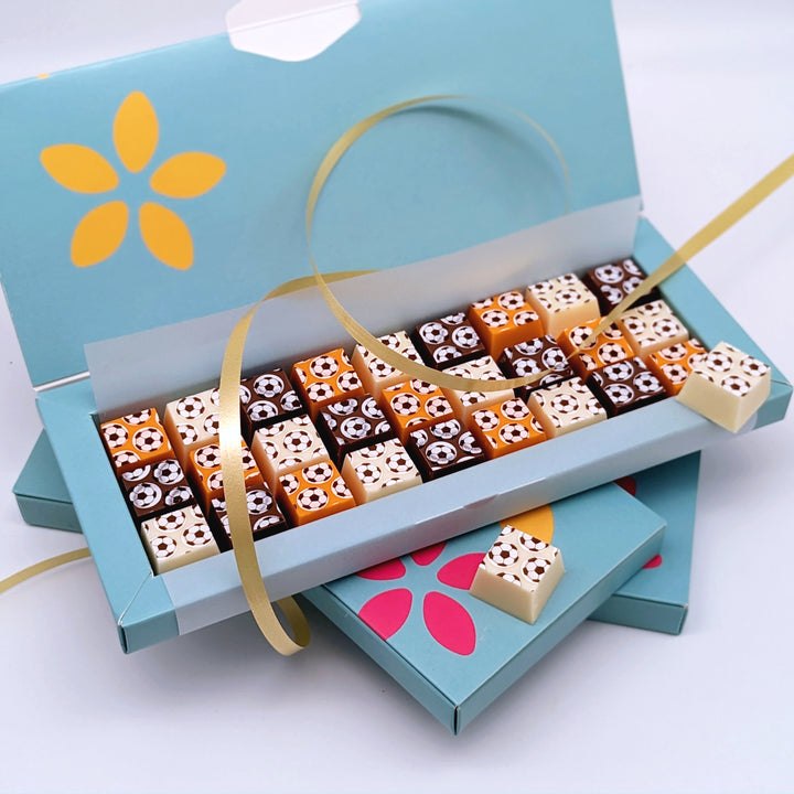 Football Chocolate Gift Box – Orange, Milk & White Selection