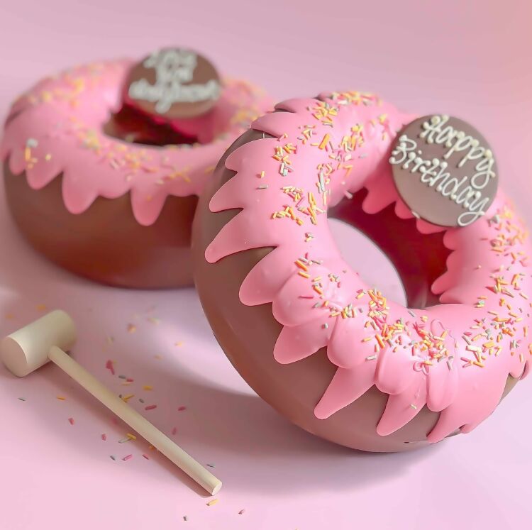 Giant Pink Chocolate Smash Doughnut