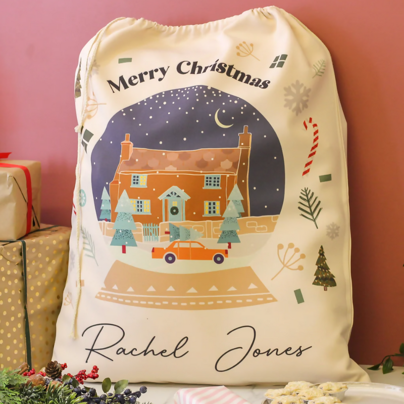 Personalised Snow Globe Christmas Sack