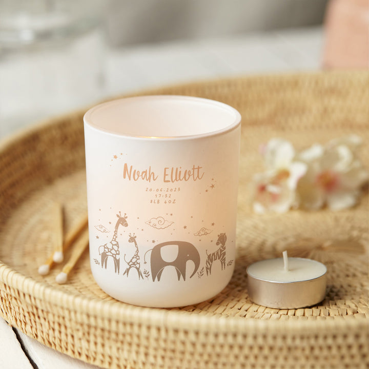 Personalised Animal Tea Light Holder for New Baby