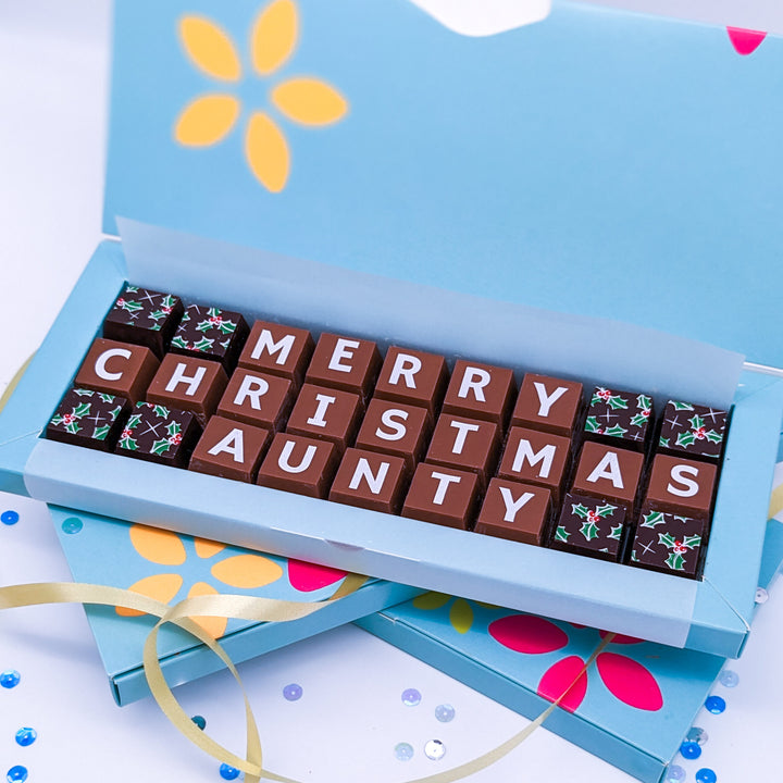 Personalised Merry Christmas Chocolate for Auntie