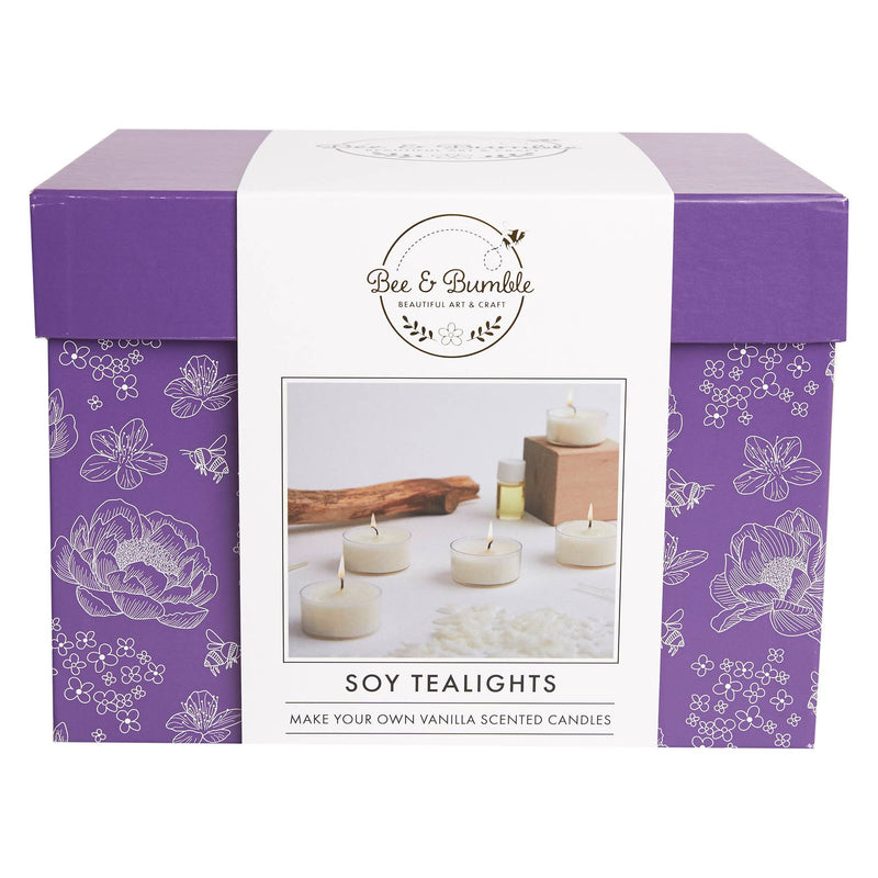 Bee & Bumble Make Your Own Soy Tealights, Set Of 4, Craft Kit Set, DIY, Art And Crafts, Wax, Unique Gift