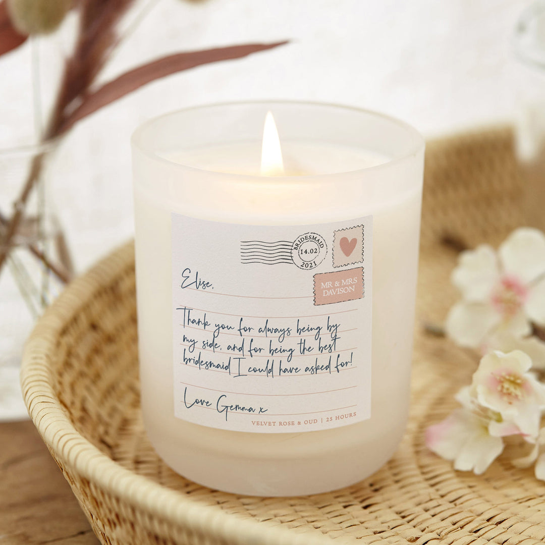 Personalised Bridesmaid Thank You Candle