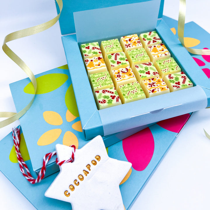 Personalised Belgian White Chocolate Christmas Box