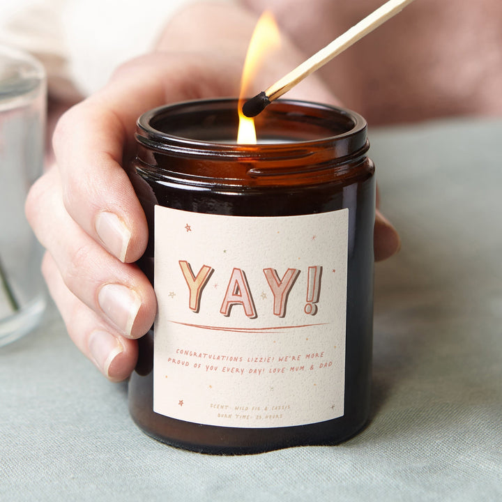 Personalised Yay! Congratulations Candle