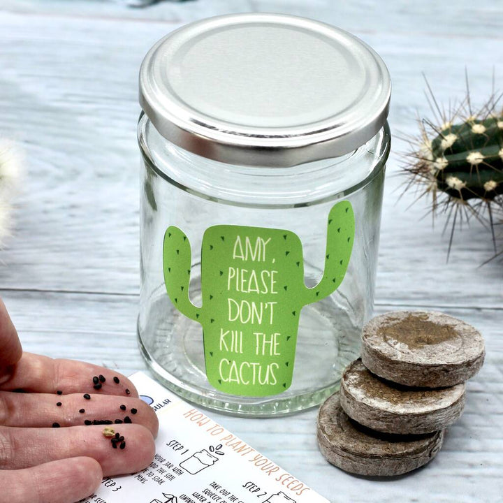 Personalised 'Don't Kill Me' Cactus Jar Grow Kit