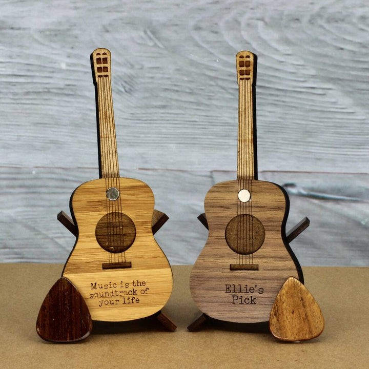 Personalised Mini Wood Guitar Pick Case