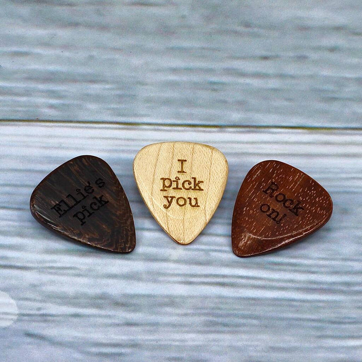 Personalised Mini Wood Guitar Pick Case