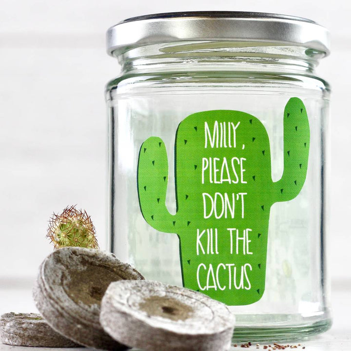 Personalised 'Don't Kill Me' Cactus Jar Grow Kit