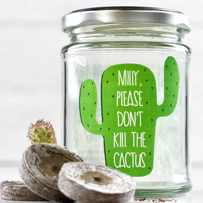 Personalised 'Don't Kill Me' Cactus Jar Grow Kit