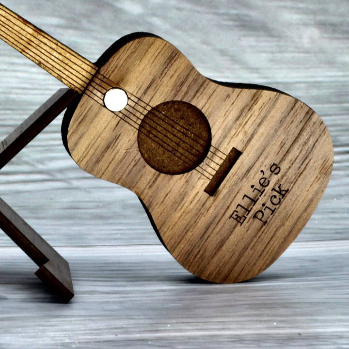 Personalised Mini Wood Guitar Pick Case