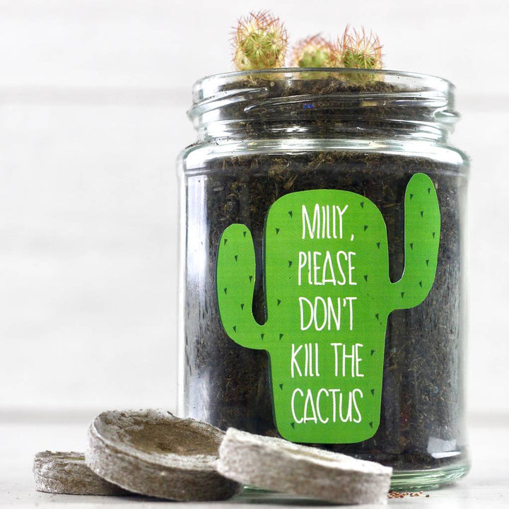 Personalised 'Don't Kill Me' Cactus Jar Grow Kit