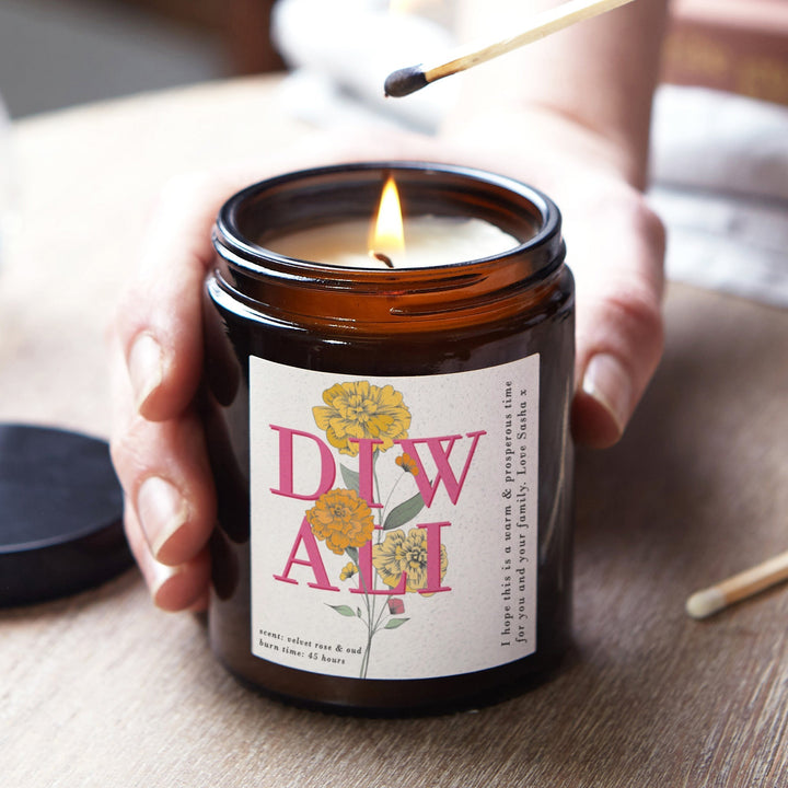 Personalised Marigold Candle for Diwali