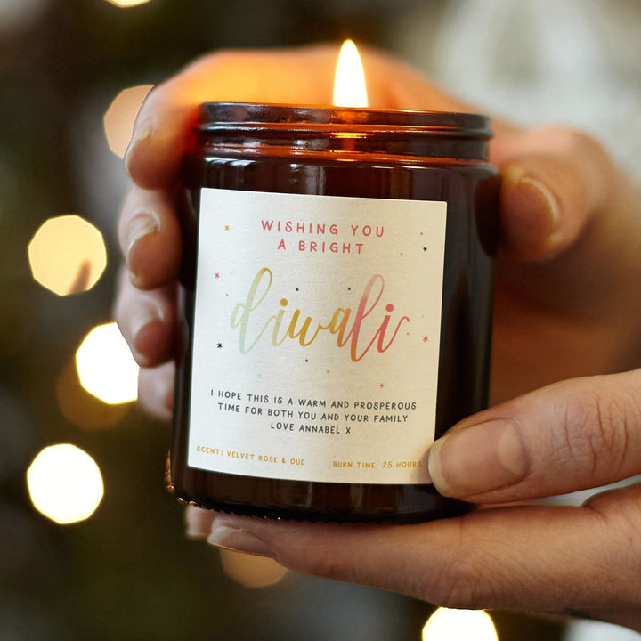 Personalised Diwali Rainbow Candle