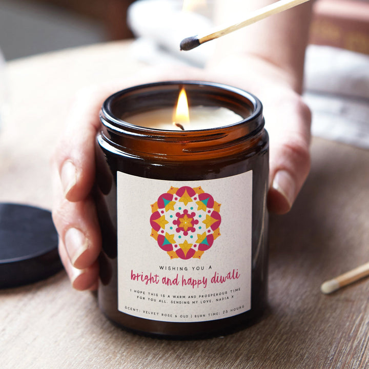 Personalised Diwali Rangoli Candle Gift