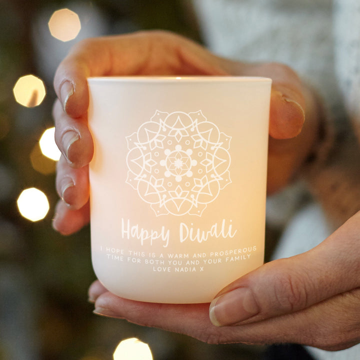 Personalised Diwali Tealight Holder with Candles