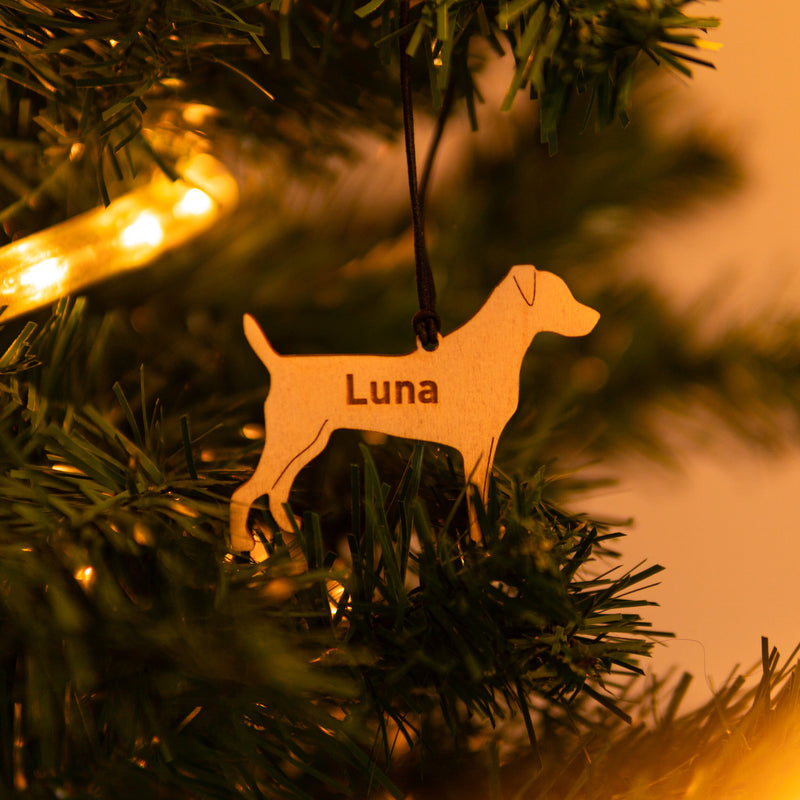Personalised Wooden Dog Christmas Decorations