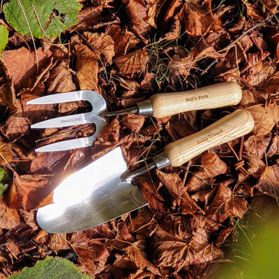 Personalised Stainless Steel Fork and Trowel Set
