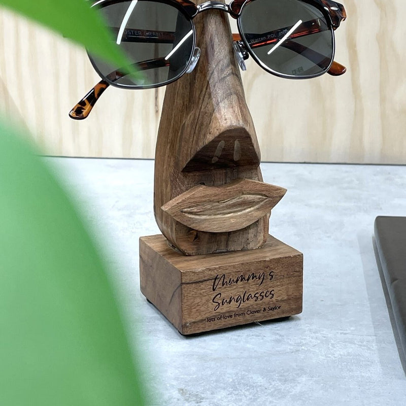 Glasses Face Wooden Holder