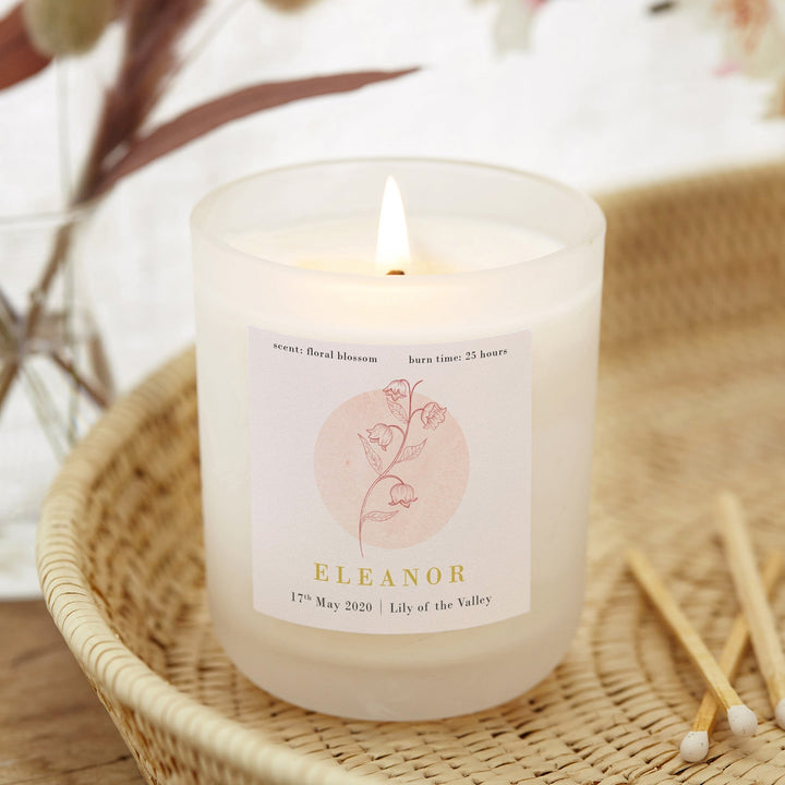 Personalised Birth Flower Candle Keepsake