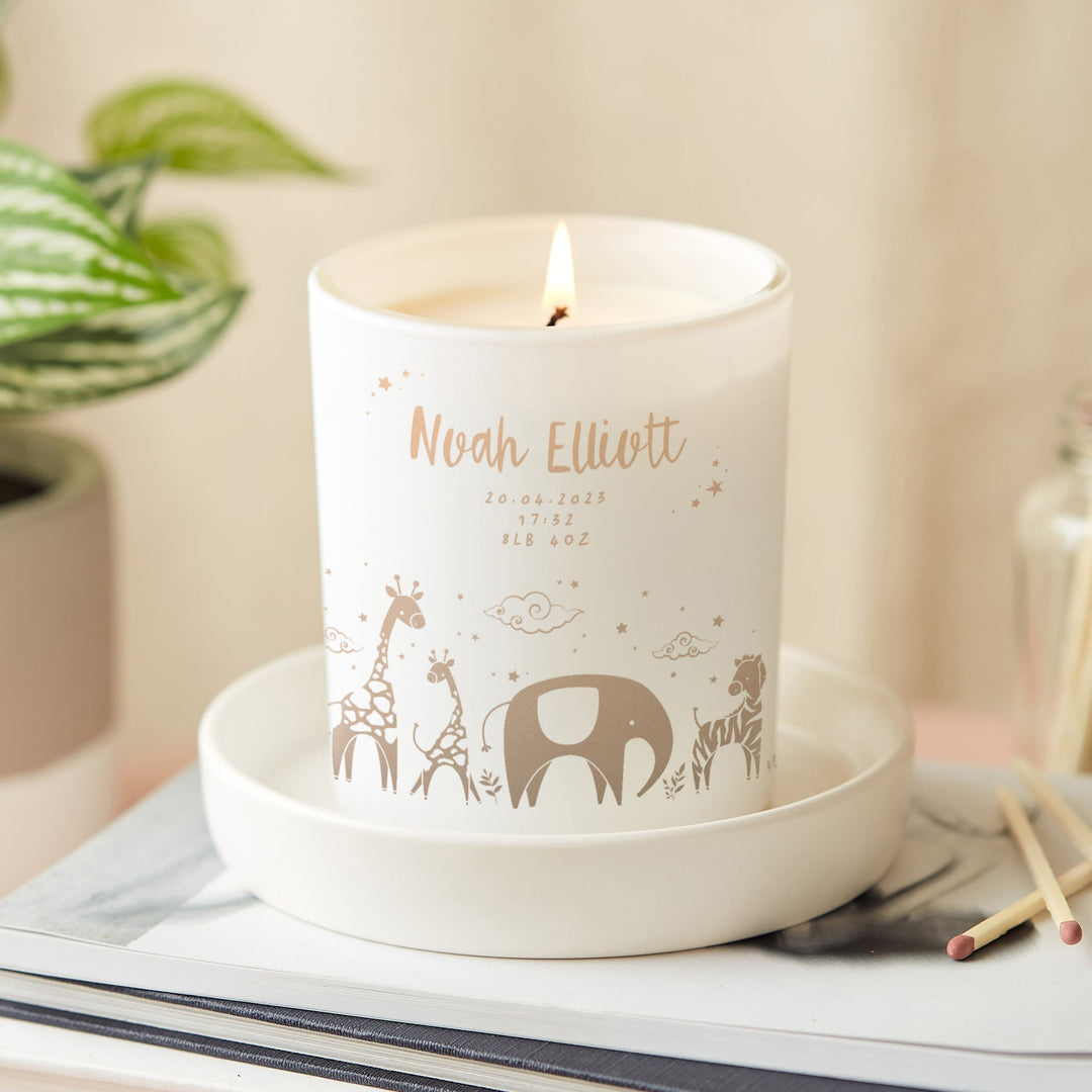 Personalised Animal Motif Candle for New Parents
