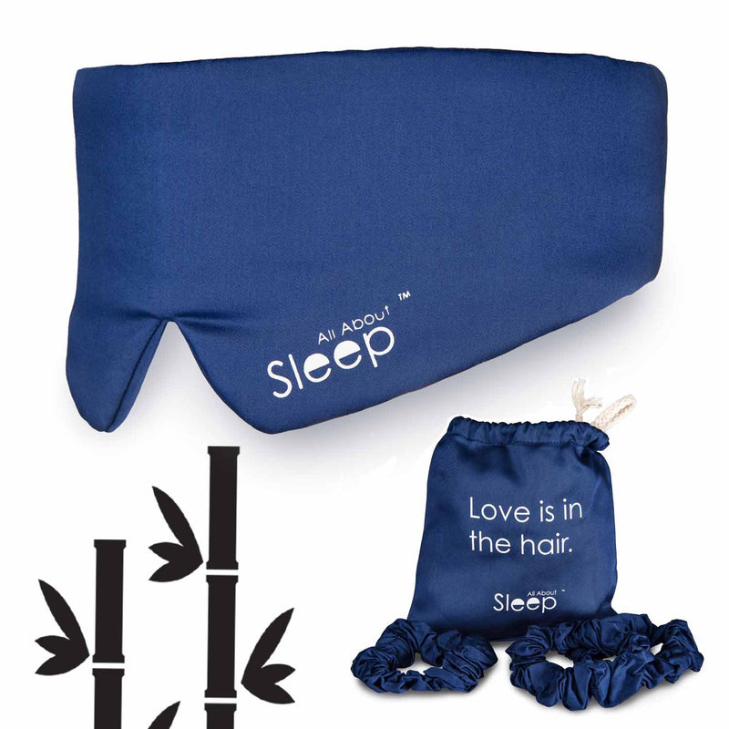 Bamboo Sleep Mask & Matching Sleep Scrunchie Set: Organic, Vegan Silk