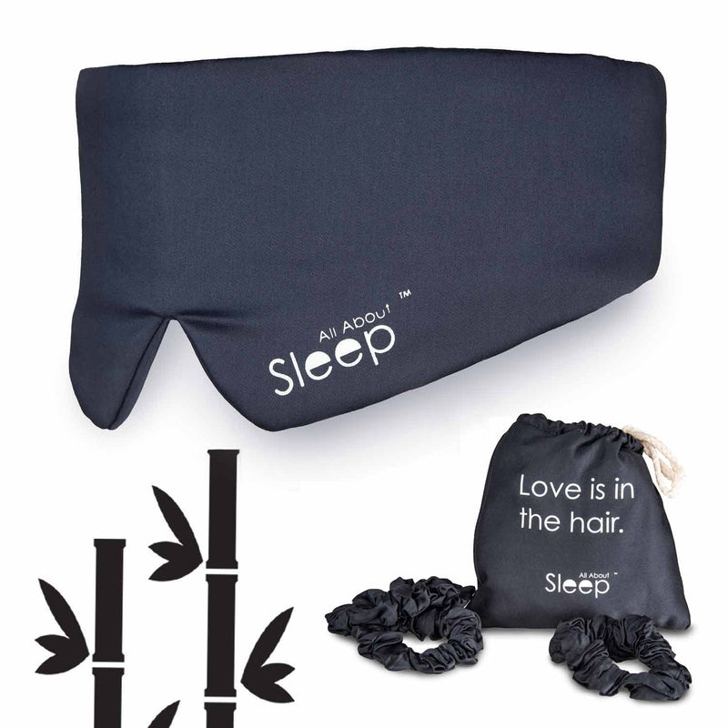 Bamboo Sleep Mask & Matching Sleep Scrunchie Set: Organic, Vegan Silk