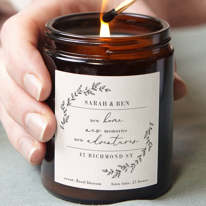 Personalised Botanical Candle Housewarming Gift