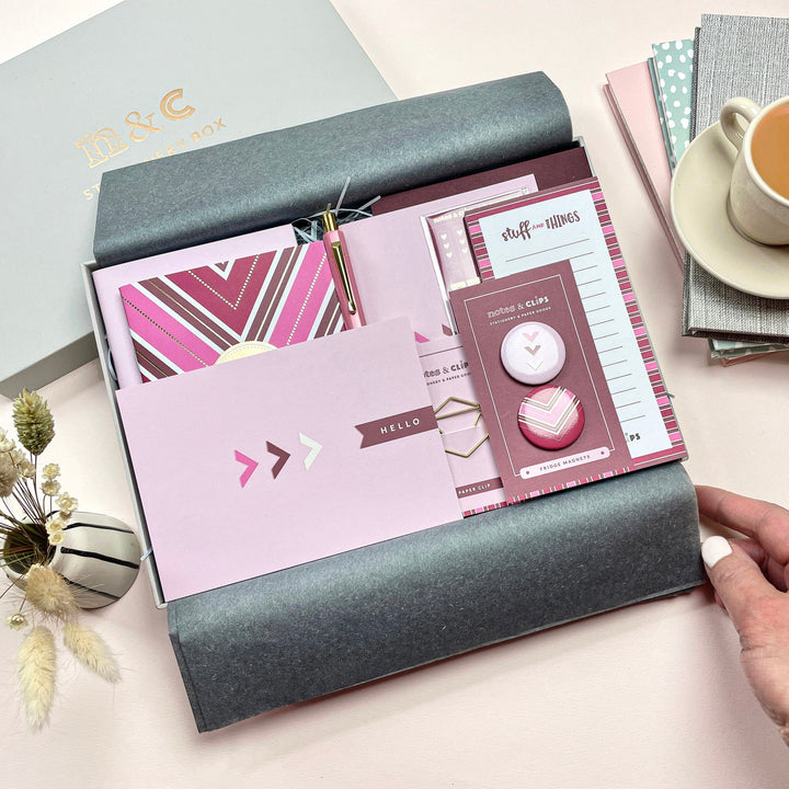 Chic Pink & Burgundy Stationery Gift Set