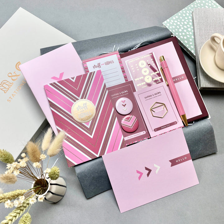 Chic Pink & Burgundy Stationery Gift Set